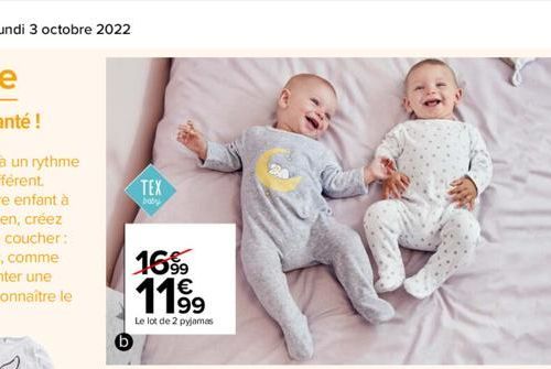 TEX  baby  1699 1199  €  Le lot de 2 pyjamas 