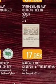 burdekes  2017 75 d  lance mess  17,956  margaux aop  château la tour de mons 2019 cru bourgeois-75 d 