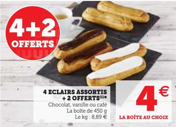 4 ECLAIRS ASSORTIS + 2 OFFERTS