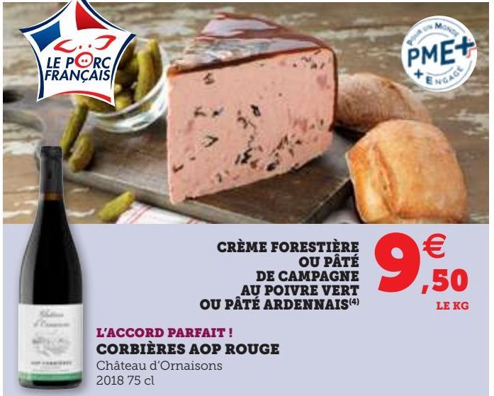 CREME FORESTIERE OU PATE DE CAMPAGNE AU POIVRE VERT OU PATE ARDENNAIS