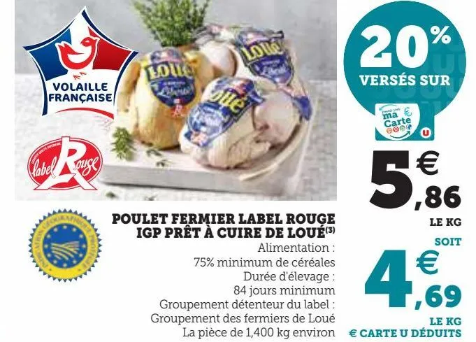 poulet fermier label rouge igp pret a cuire de loue