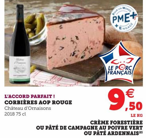 CREME FORESTIERE OU PATE DE CAMPAGNE AU POIVRE VERT OU PATE ADRENNAIS