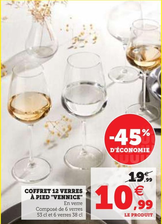 COFFRET 12 VERRES A PIED "VENNICE"