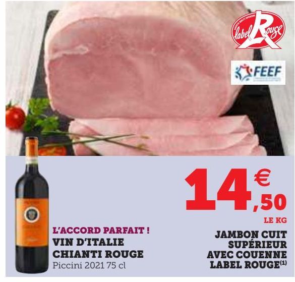 JAMBON CUIT SUPERIEUR AVEC COUENNE LABEL ROUGE