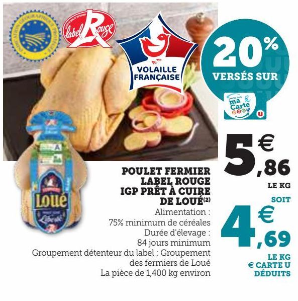 POULET FERMIER LABEL ROUGE IGP PRET A CUIRE DE LOUE