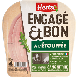 JAMBON CUIT SUPERIEUR A L'ETOUFFEE CONSERVATION SANS NITRITE ENGAGE & BON HERTA