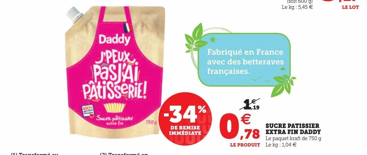 sucre patisserie extra fin daddy