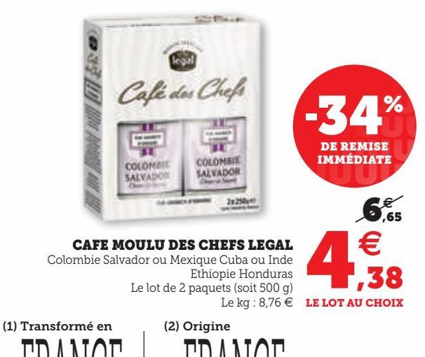 CAFE MOULU DES CHEFS LEGAL