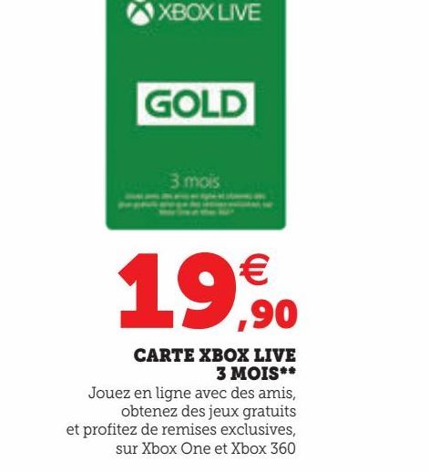 CARTE XBOX LIVE 3 MOIS