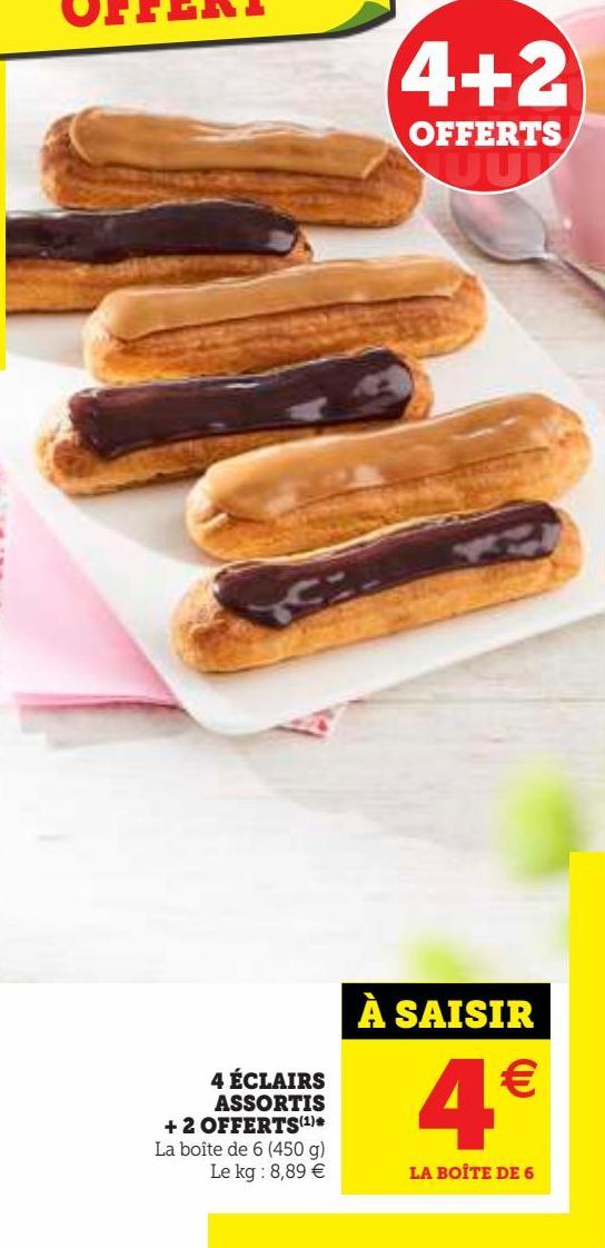 4 ECLAIRS ASSORTIS + 2 OFFERTS