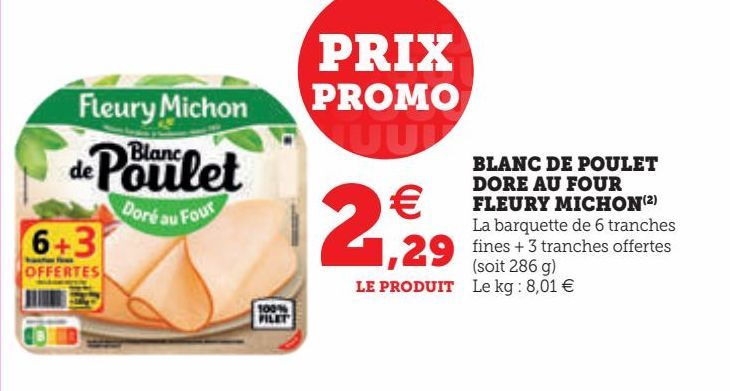 BLANC DE POULET DORE AU FOUR FLEURY MICHON