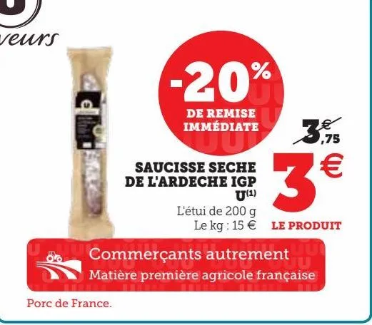 saucisse seche de l'ardeche igp u