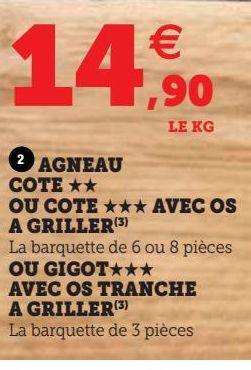 AGNEAU COTE OU COTE AVEC OS A GRILLER