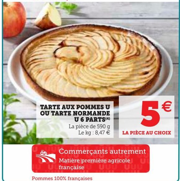 TARTE AUX POMMES U OU TARTE NORMANDE U 6 PARTS