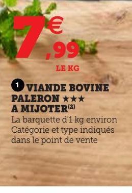 VIANDE BOVINE PALERON A MIJOTER