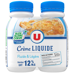 CREME LEGERE  UHT FLUIDE  ET LIQUIDE  12% MG  BLEU BLANC  COEUR U