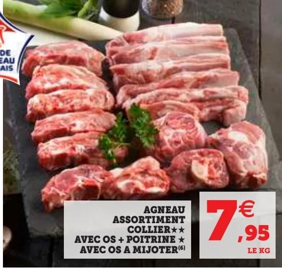 agneau assortiment collier avec os + poitrine avec os a mijoter