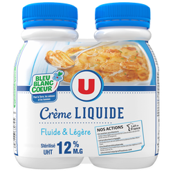 CREME LEGERE UHT FLUIDE ET LIQUIDE 12% MG BLEU BLANC COEUR U