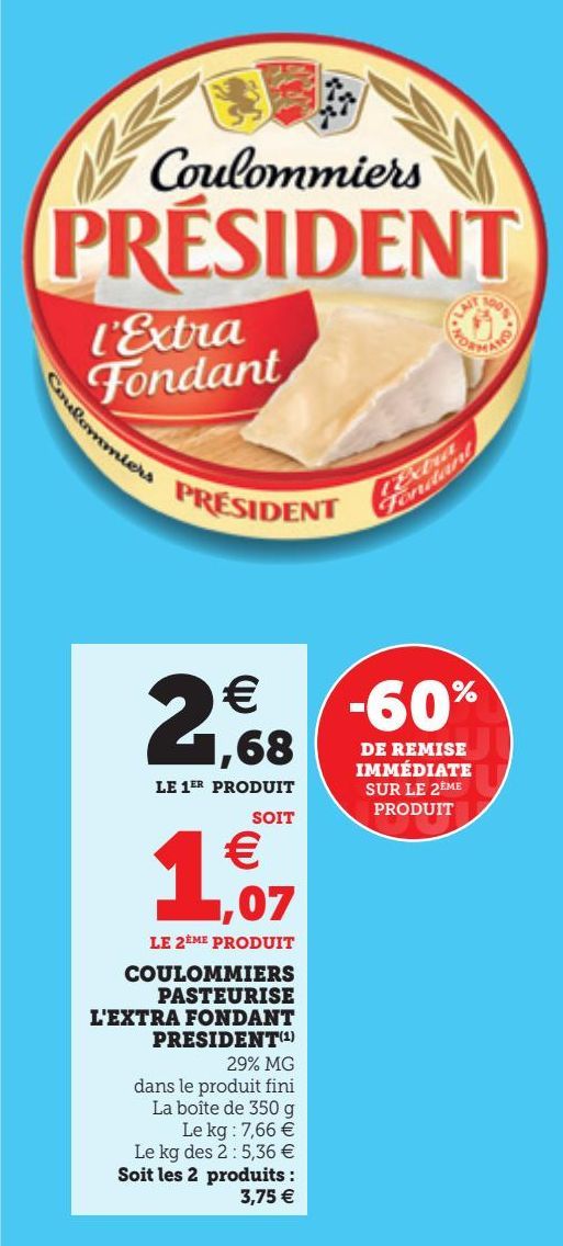 COULOMMIERS PASTEURISE L'EXTRA FONDANT PRESIDENT(1)