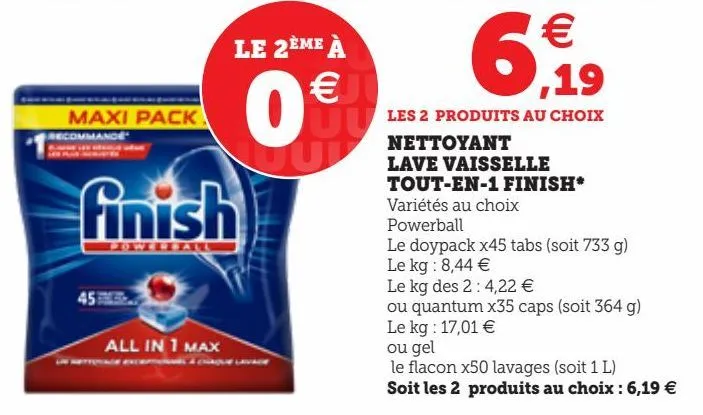 nettoyant lave vaisselle tout-en-1 finish