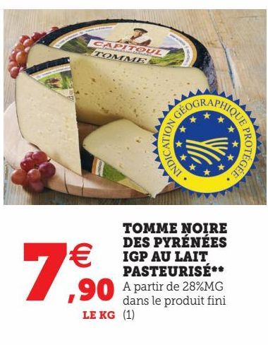 TOMME NOIRE DES PYRÉNÉES IGP AU LAIT PASTEURISÉ** 