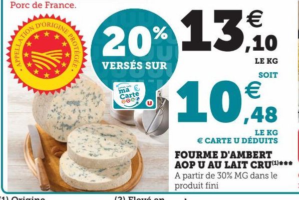 FOURME D'AMBERT AOP U AU LAIT CRU