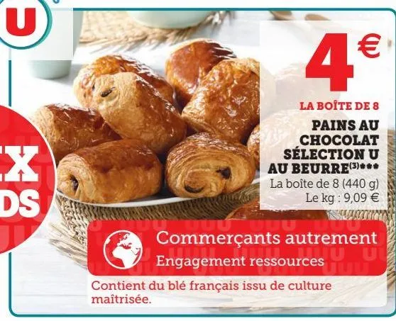 pains au chocolat sélection u au beurre