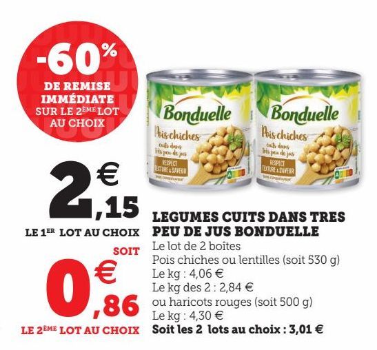 LEGUMES CUITS DANS TRES PEU DE JUS BONDUELLE