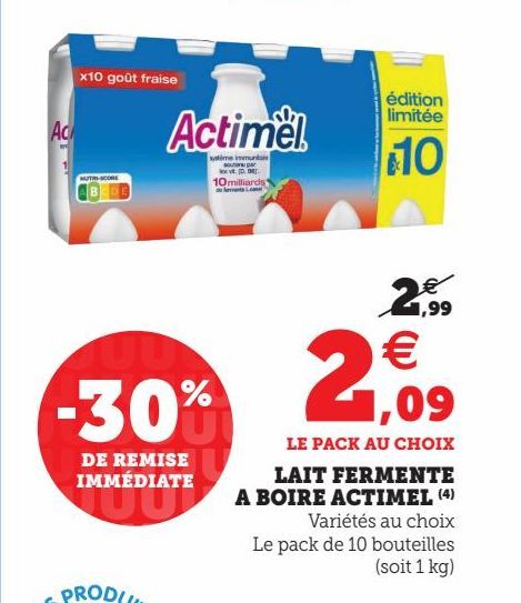 LAIT FERMENTE A BOIRE ACTIMEL 