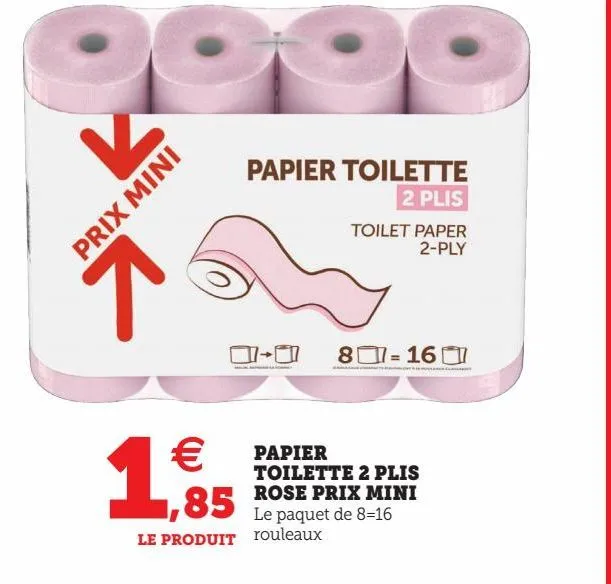 papier toilette 2 plis rose prix mini