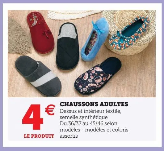 chaussons adultes