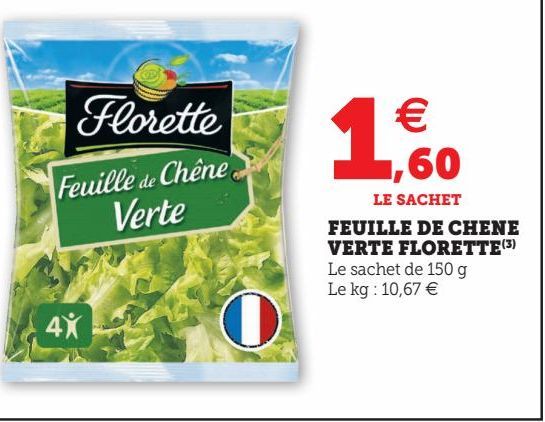 FEUILLE DE CHENE VERTE FLORETTE