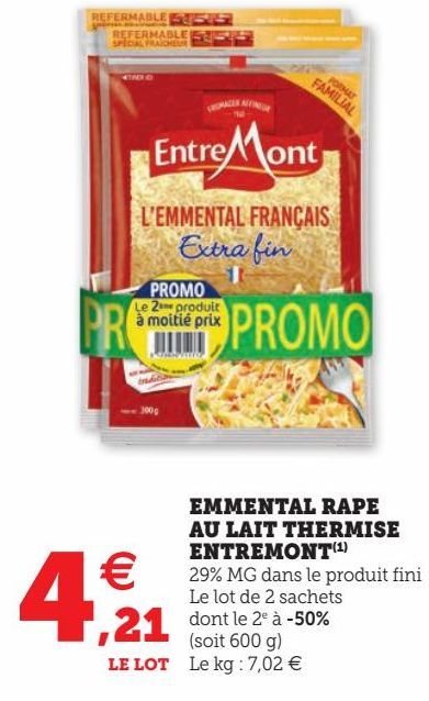 EMMENTAL RAPE AU LAIT THERMISE ENTREMONT