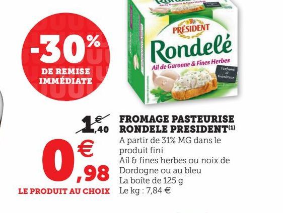 FROMAGE PASTEURISE RONDELE PRESIDENT