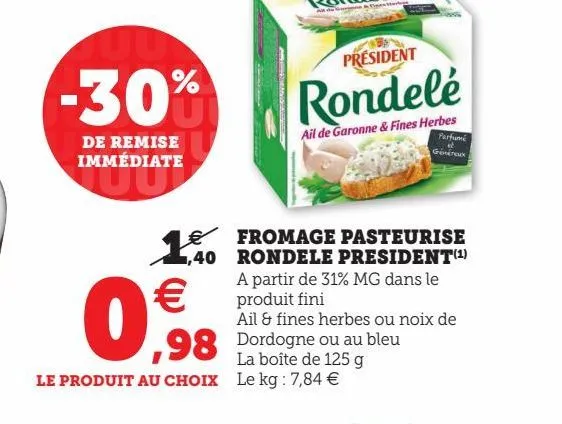 fromage pasteurise rondele president