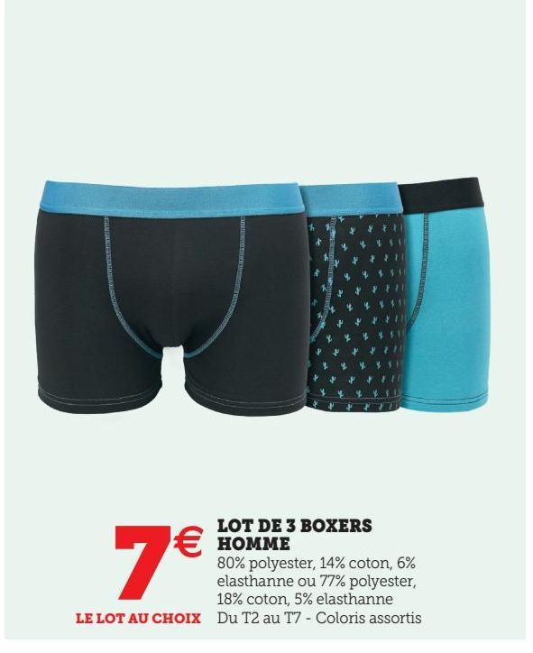 LOT DE 3 BOXERS HOMME