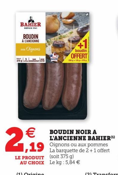 BOUDIN NOIR A L'ANCIENNE BAHIER