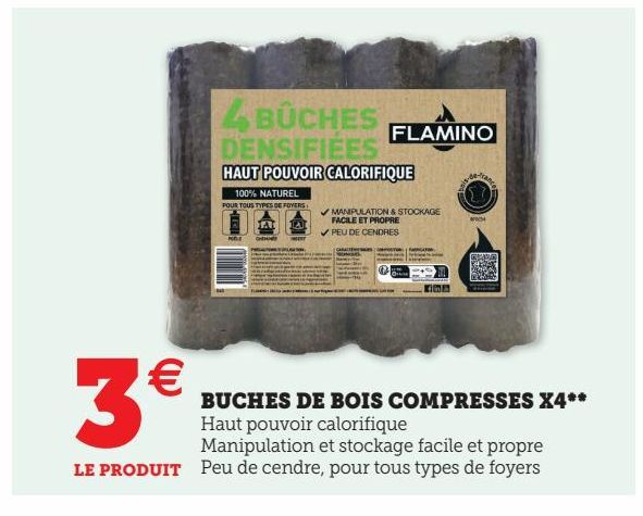 BUCHES DE BOIS COMPRESSES X4