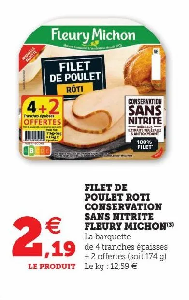 filet de poulet roti conservation sans nitrite fleury michon