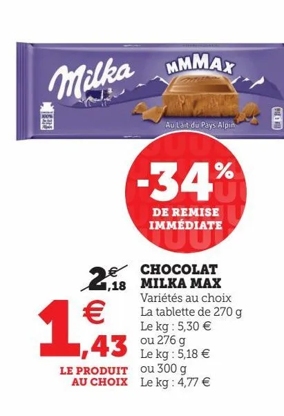 chocolat milka max
