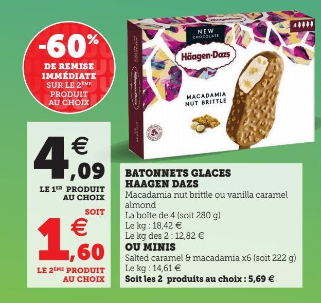 BATONNETS GLACES HAAGEN DAZS