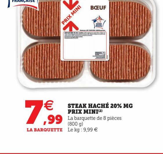 STEAK HACHÉ 20% MG PRIX MINI