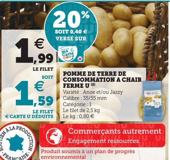 POMME DE TERRE DE CONSOMMATION A CHAIR FERME U