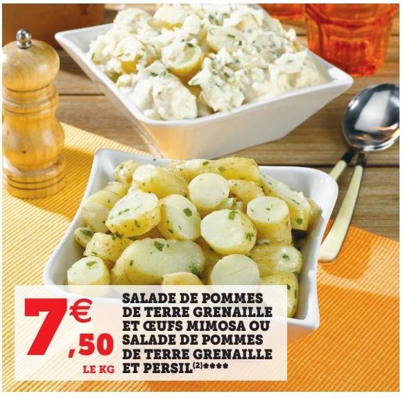 SALADE DE POMMES DE TERRE GRENAILLE ET CEUFS MIMOSA OU SALADE DE POMMES DE TERRE GRENAILLES ET PERSIL