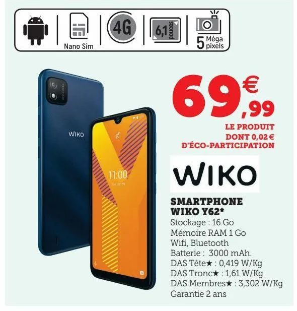 smartphone wiko y62
