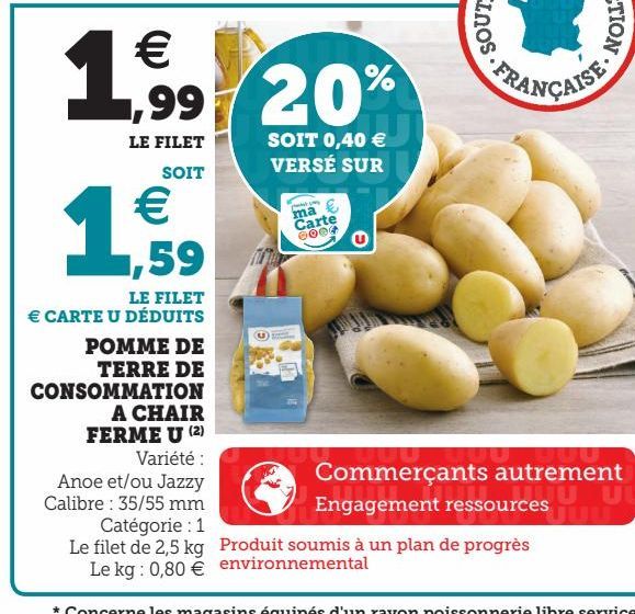 POMME DE TERRE DE CONSOMMATION A CHAIR FERME U