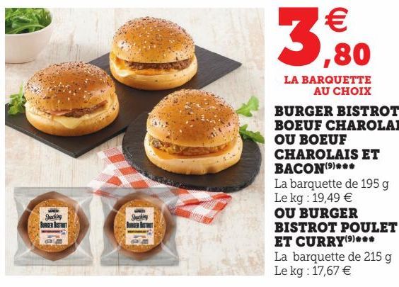 BURGER BISTROT BOEUF CHAROLAIS OU BOEUF CHAROLAIS ET BACON(9)***