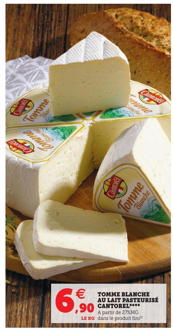 TOMME BLANCHE AU LAIT PASTEURISÉ CANTOREL****