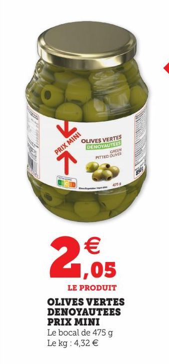 OLIVES VERTES DENOYAUTEES PRIX MINI