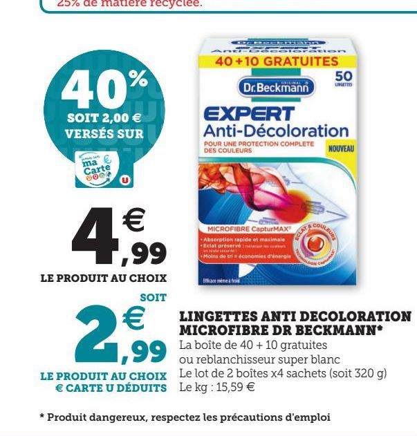 lingettes anti decoloration microfibre dr beckmann